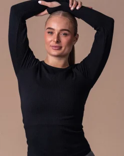 Balance Herringbone Seamless LS Black Marl