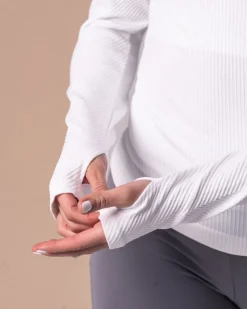 Balance Herringbone Seamless LS White