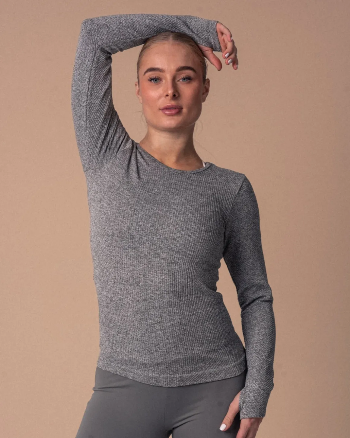 Balance Herringbone Seamless LS Green Basil Marl