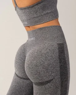 Beam Clean Bra + Beam Scrunch Tights Black Marl SET
