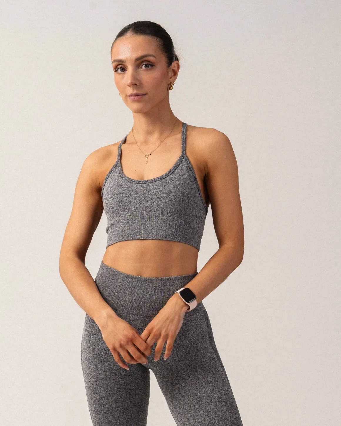 Beam Clean Super Crop Tee + Beam Scrunch Tights Black SET