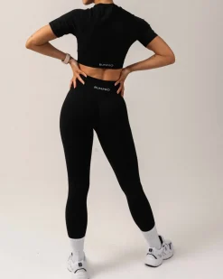 Beam Clean Super Crop Tee + Beam Scrunch Tights Black SET