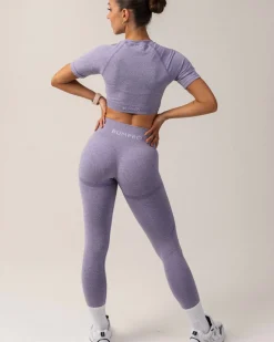 Beam Clean Super Crop Tee + Beam Tights Purple Pop SET