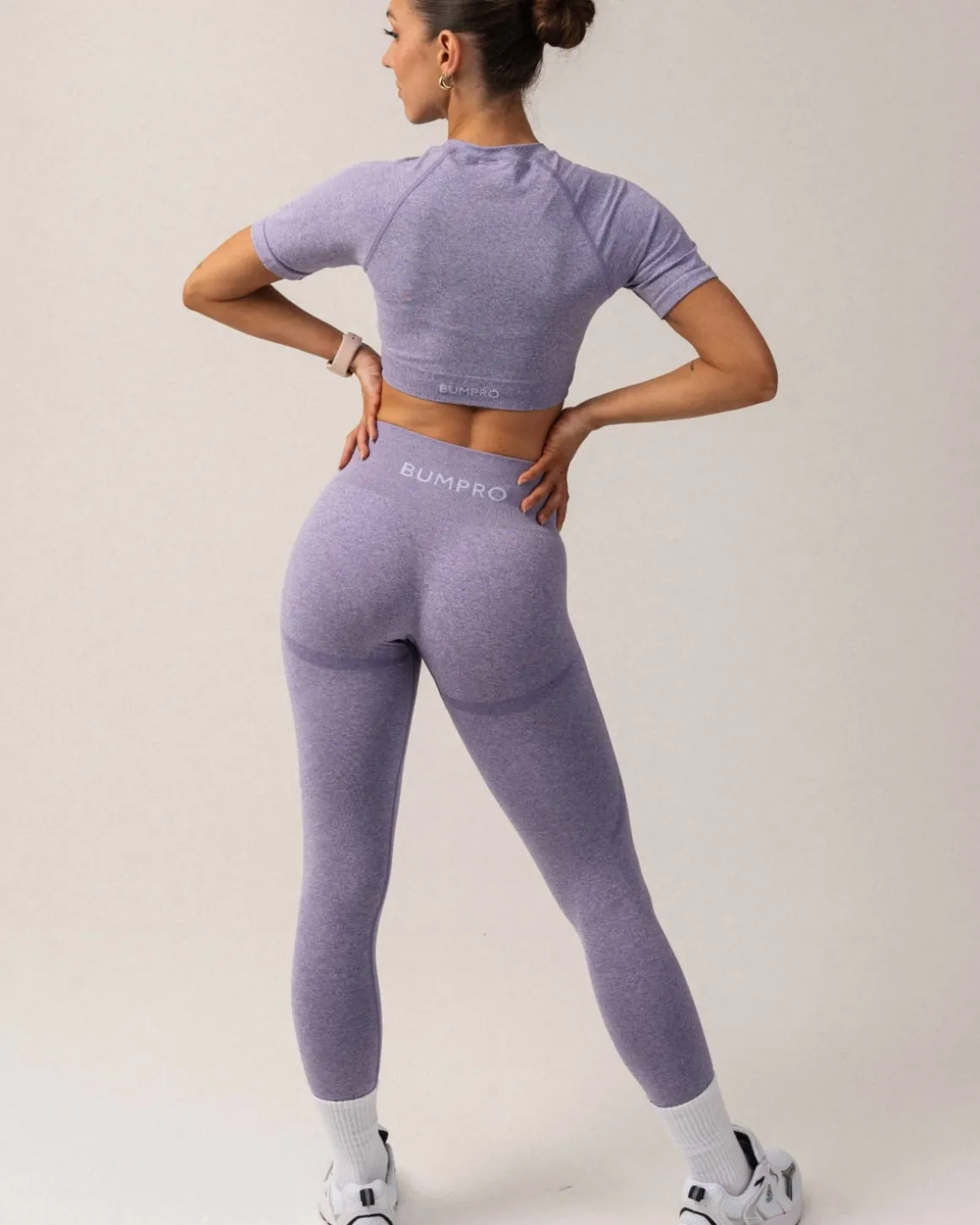 Beam Clean Super Crop Tee + Beam Tights Purple Pop SET