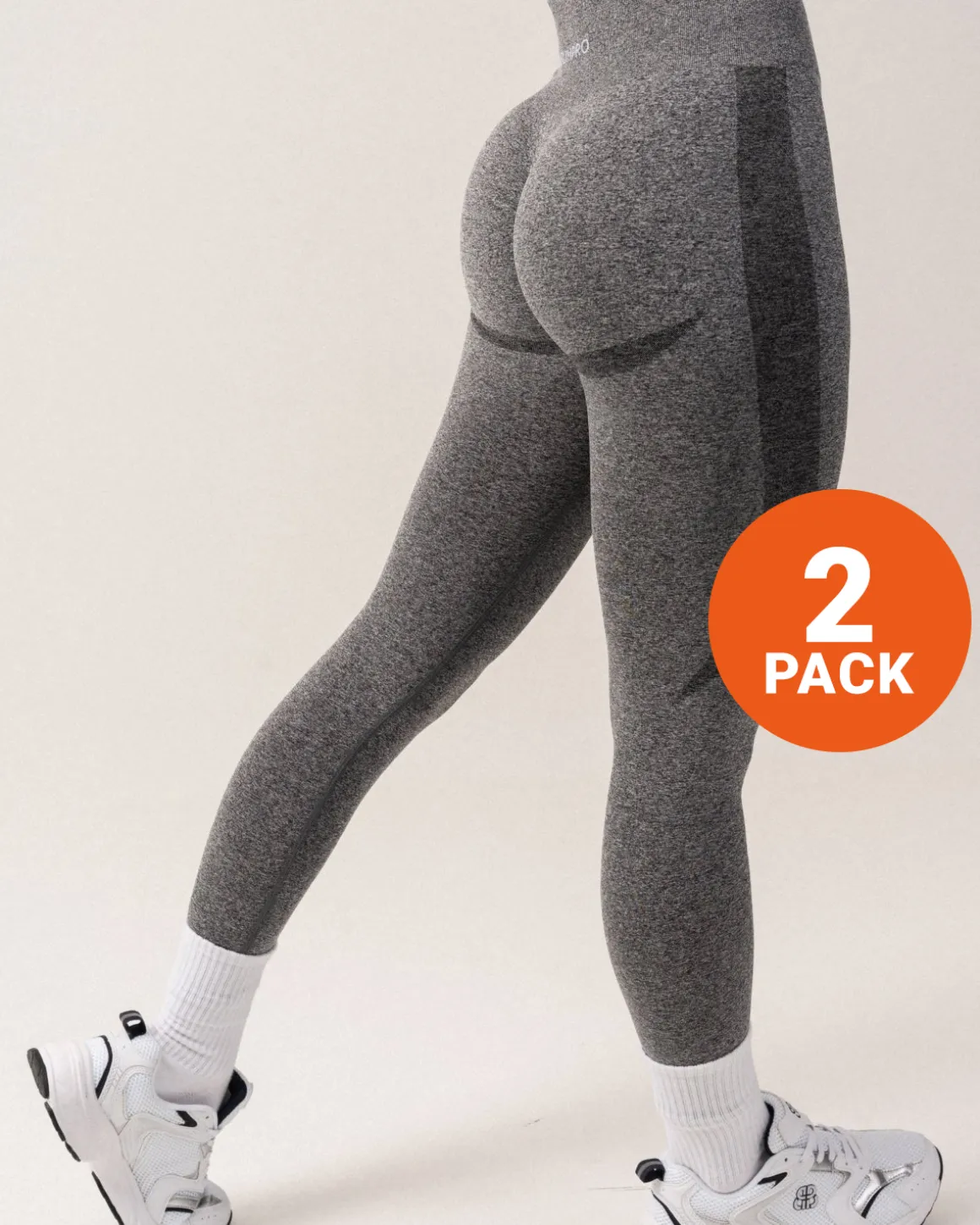 Beam Scrunch Tights Black Marl 2-PACK