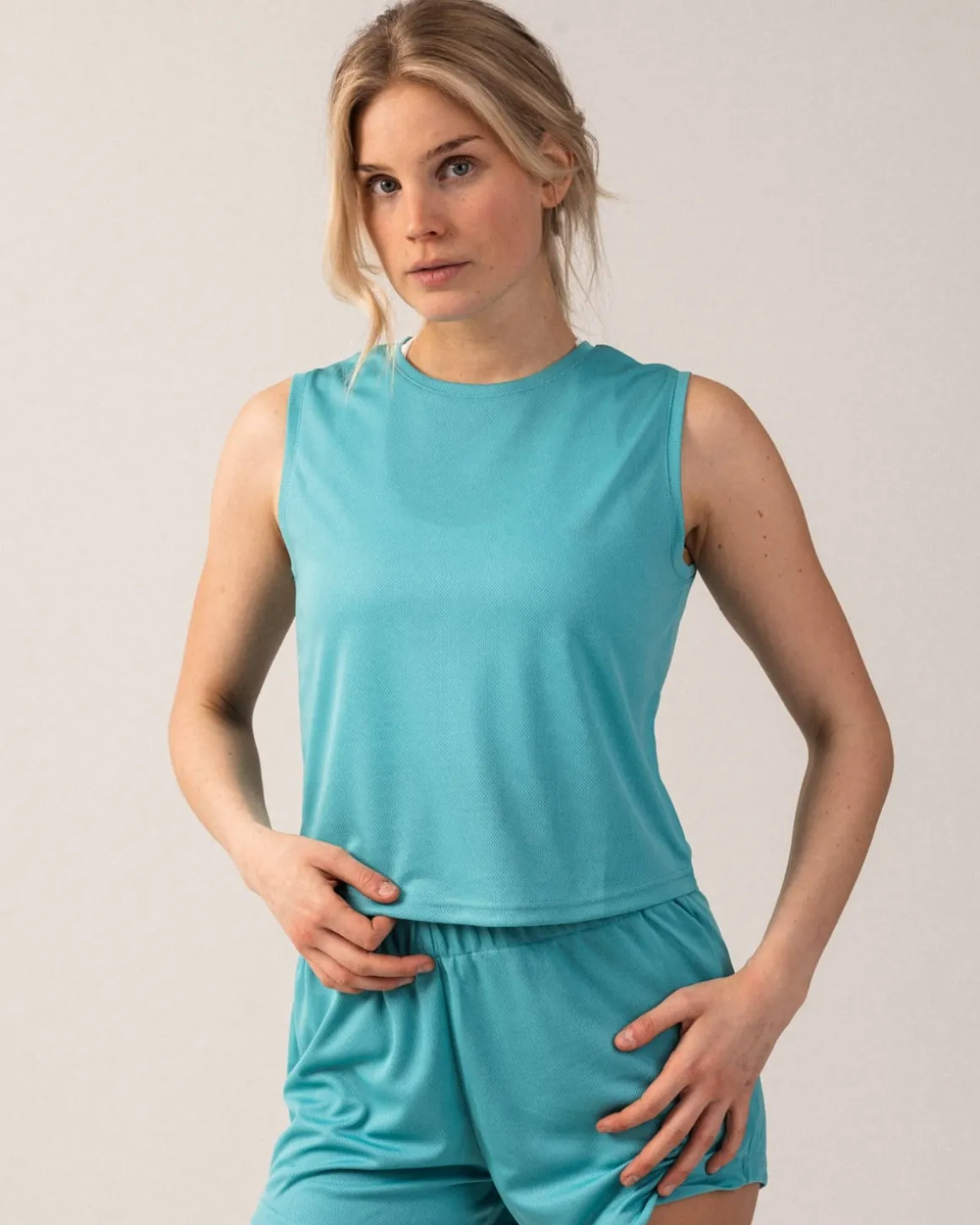 Breeze Mesh Muscle Tank Blue Aqua
