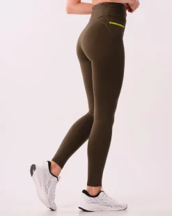 Conquer Running Pocket Tights Green Forest