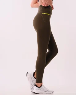 Conquer Running Pocket Tights Green Forest