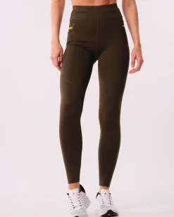 Conquer Running Pocket Tights Green Forest