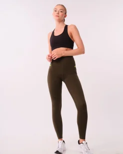 Conquer Running Pocket Tights Green Forest