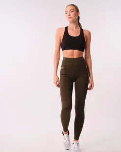 Conquer Running Pocket Tights Green Forest