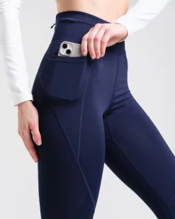 Conquer Running Pocket Tights Blue Navy