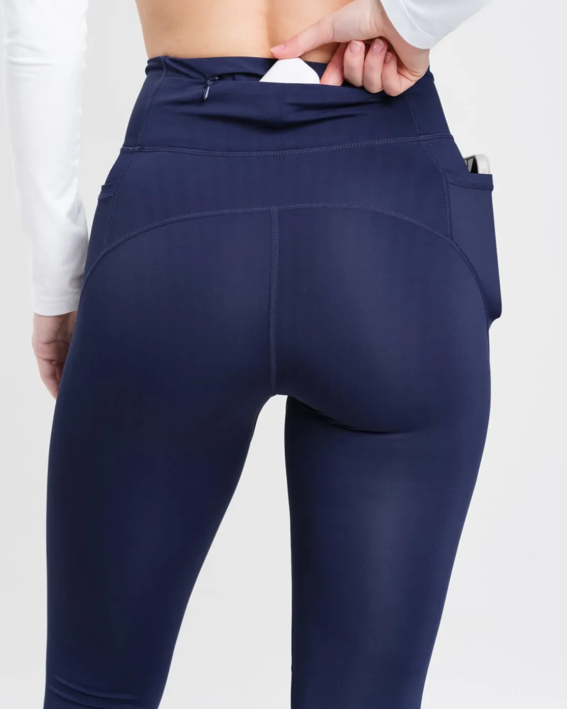 Conquer Running Pocket Tights Blue Navy