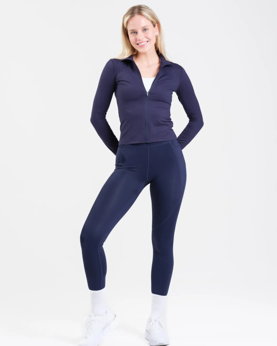 Conquer Running Pocket Tights Blue Navy