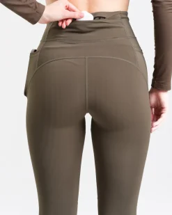 Conquer Running Pocket Tights Green Forest