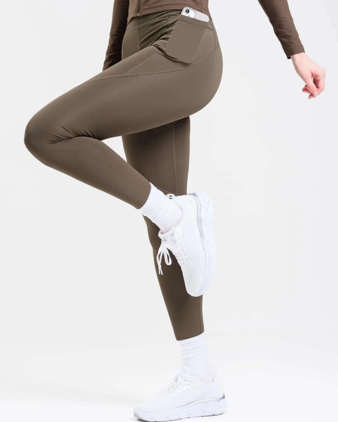 Conquer Running Pocket Tights Green Forest