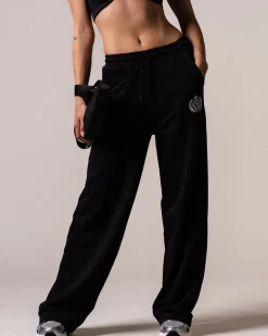 Crop Hoodie + Straight Sweatpants Black SET