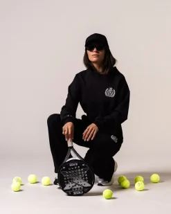 Crop Hoodie + Straight Sweatpants Black SET