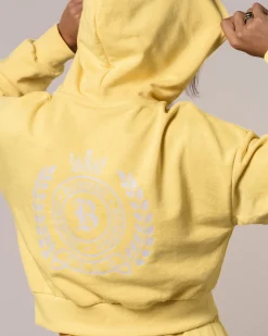 Crop Hoodie + Straight Sweatpants Yellow Lemon