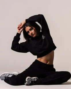 Cropped Hoodie Loopback Black