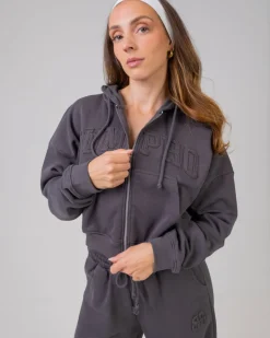 Cropped Hoodie + Straight Sweatpants Grey SET