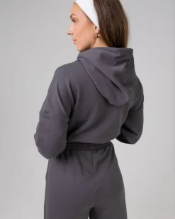 Cropped Hoodie + Straight Sweatpants Grey SET