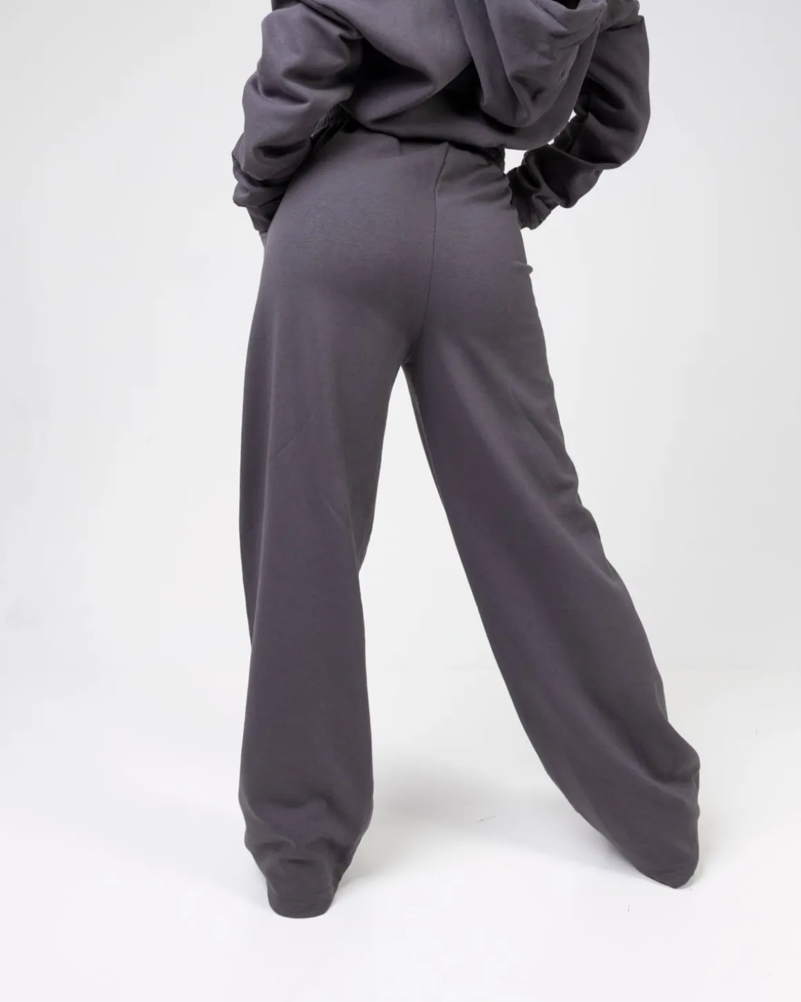 Cropped Hoodie + Straight Sweatpants Grey SET
