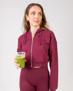 Cropped Zip Hoodie Red/Trashed