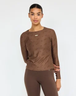 Dea Long Sleeve Teak/Logo Print