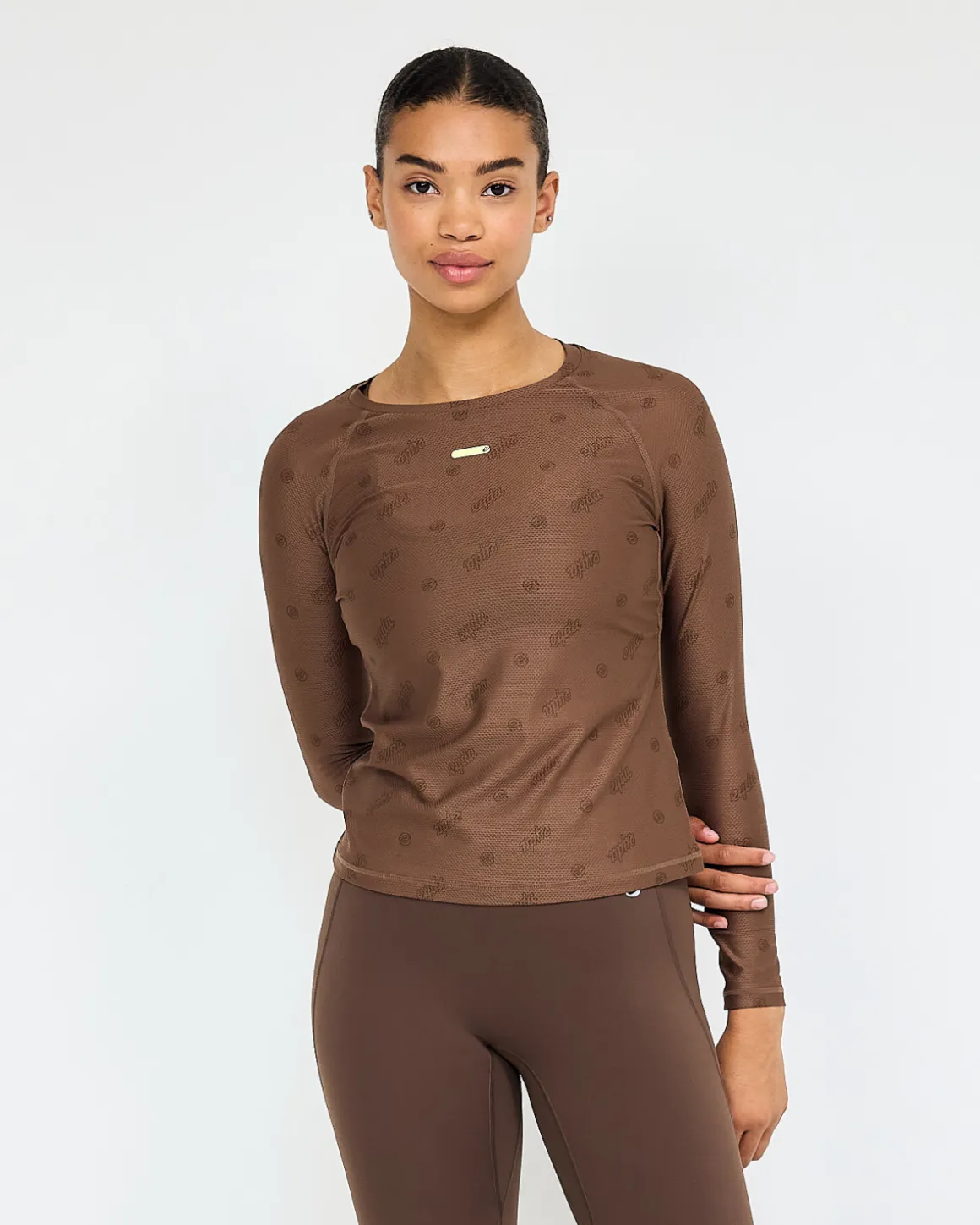 Dea Long Sleeve Teak/Logo Print