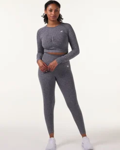 Device Seamless Ruch Crop LS Dk Grey Marl