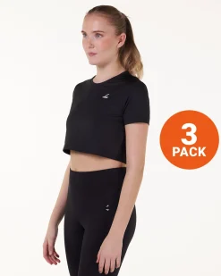 Essential Crop T-shirt Black 3-PACK