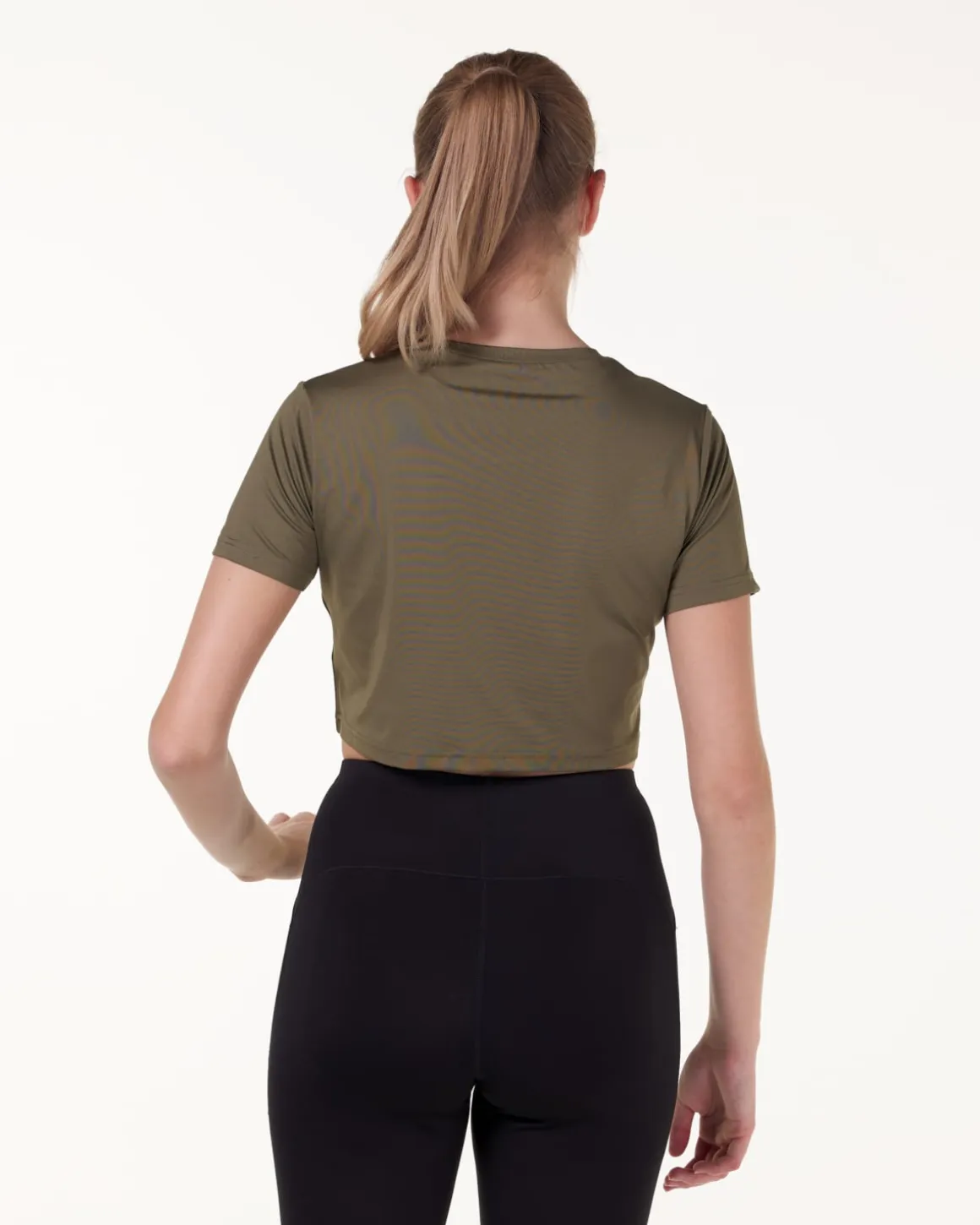 Essential Crop T-shirt Green Burnt