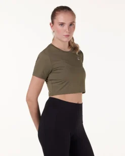 Essential Crop T-shirt Green Burnt