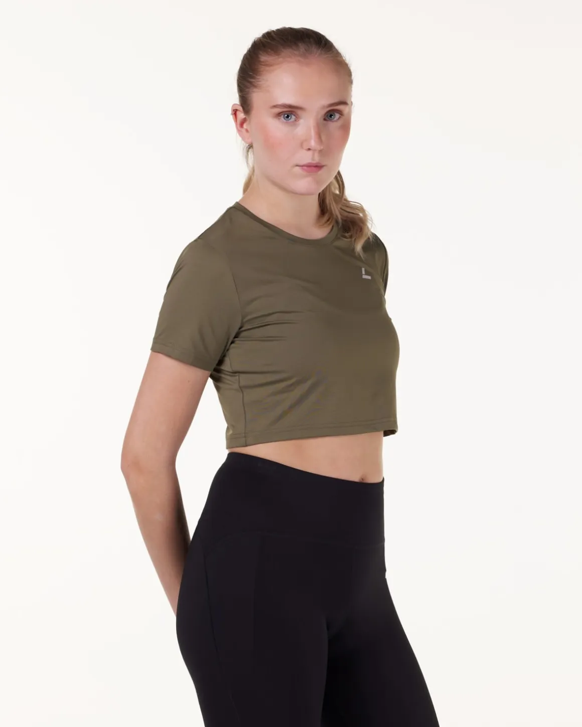 Essential Crop T-shirt Green Burnt