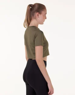 Essential Crop T-shirt Green Burnt