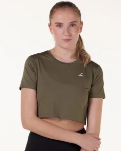 Essential Crop T-shirt Green Burnt