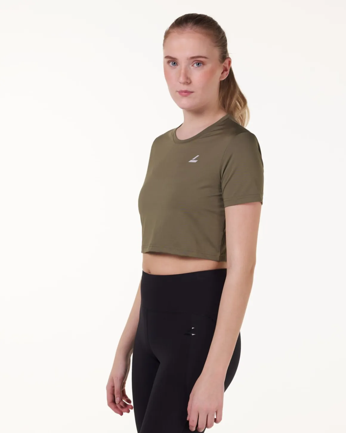 Essential Crop T-shirt Green Burnt