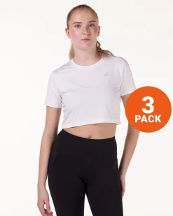 Essential Crop T-shirt White 3-PACK