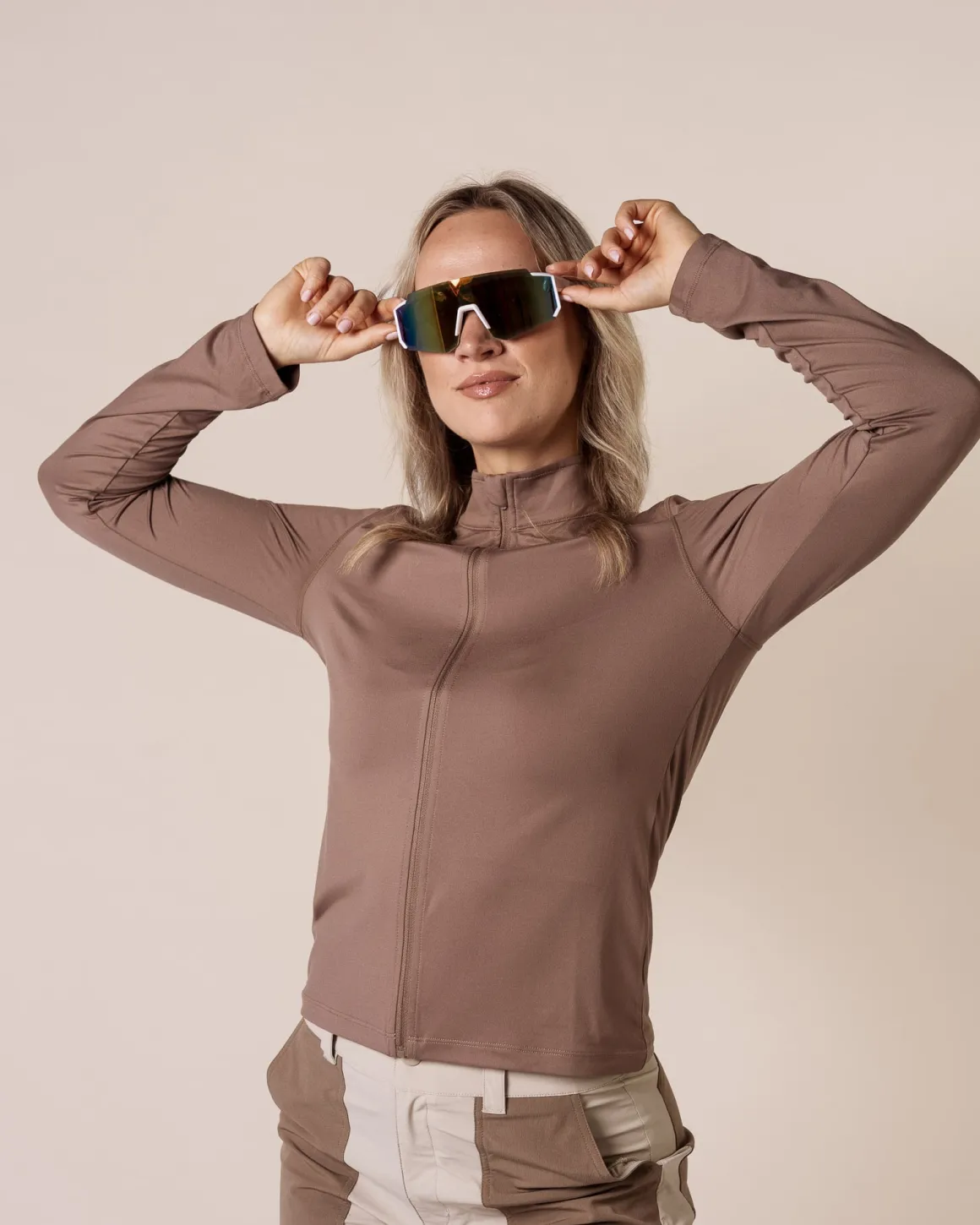 Essential Full Zip Jacket Beige Fossil
