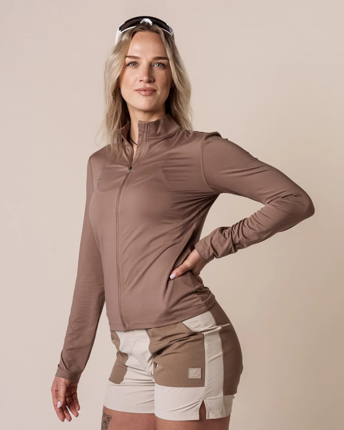 Essential Full Zip Jacket Beige Fossil