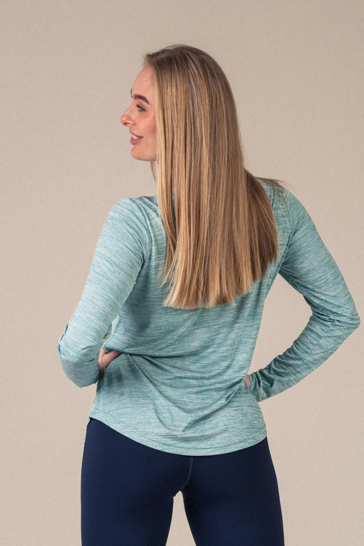 Essential Marl Long Sleeve Blue Turquoise