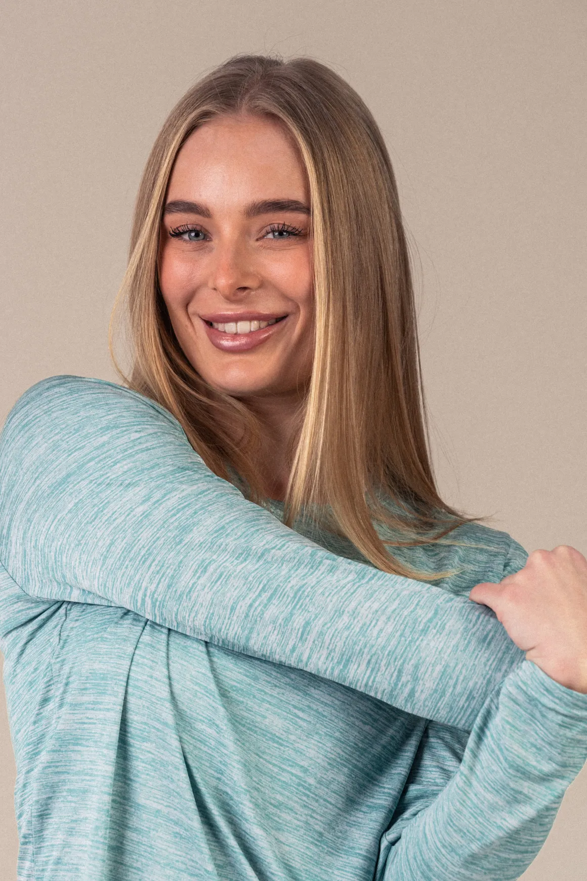 Essential Marl Long Sleeve Blue Turquoise