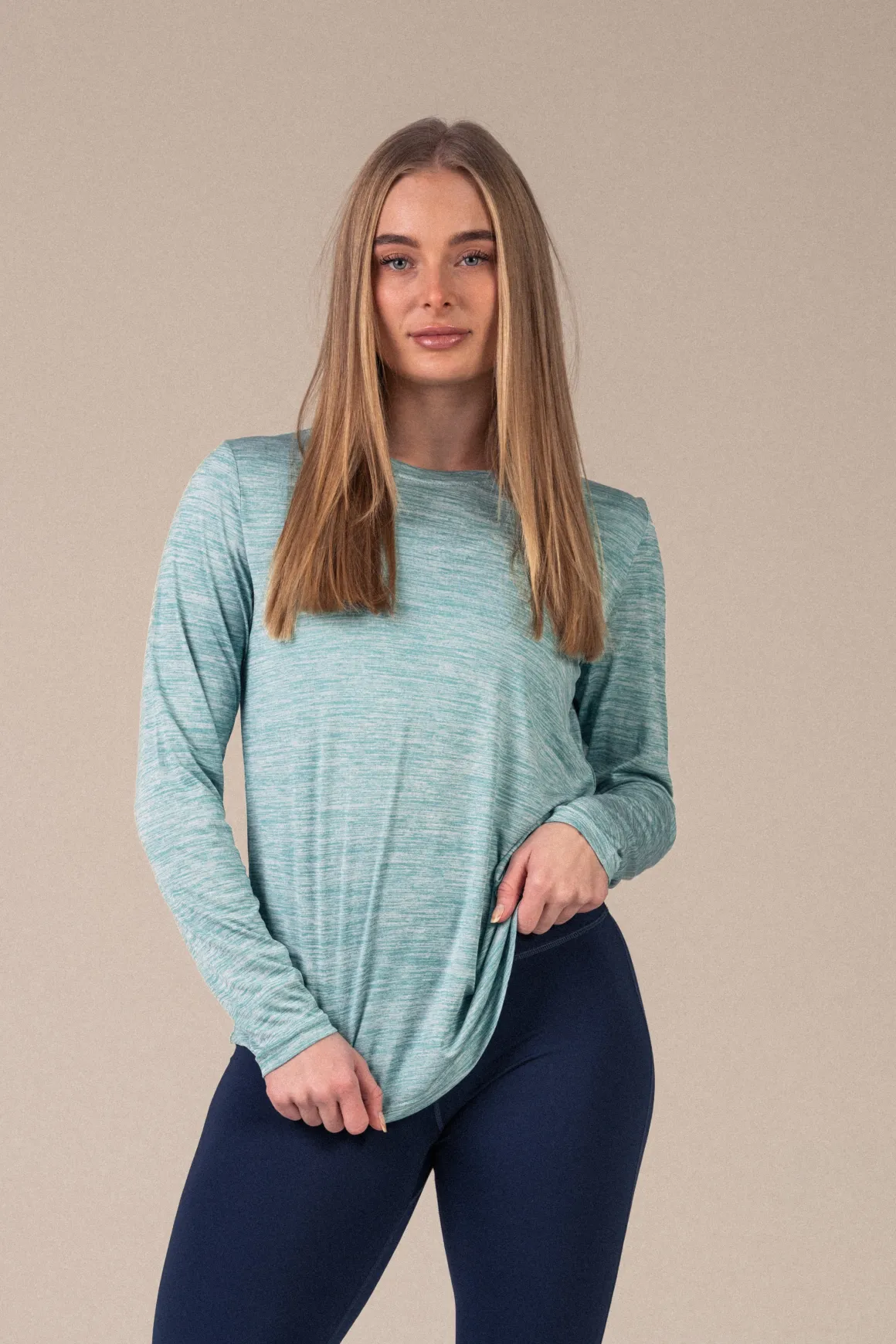 Essential Marl Long Sleeve Blue Turquoise