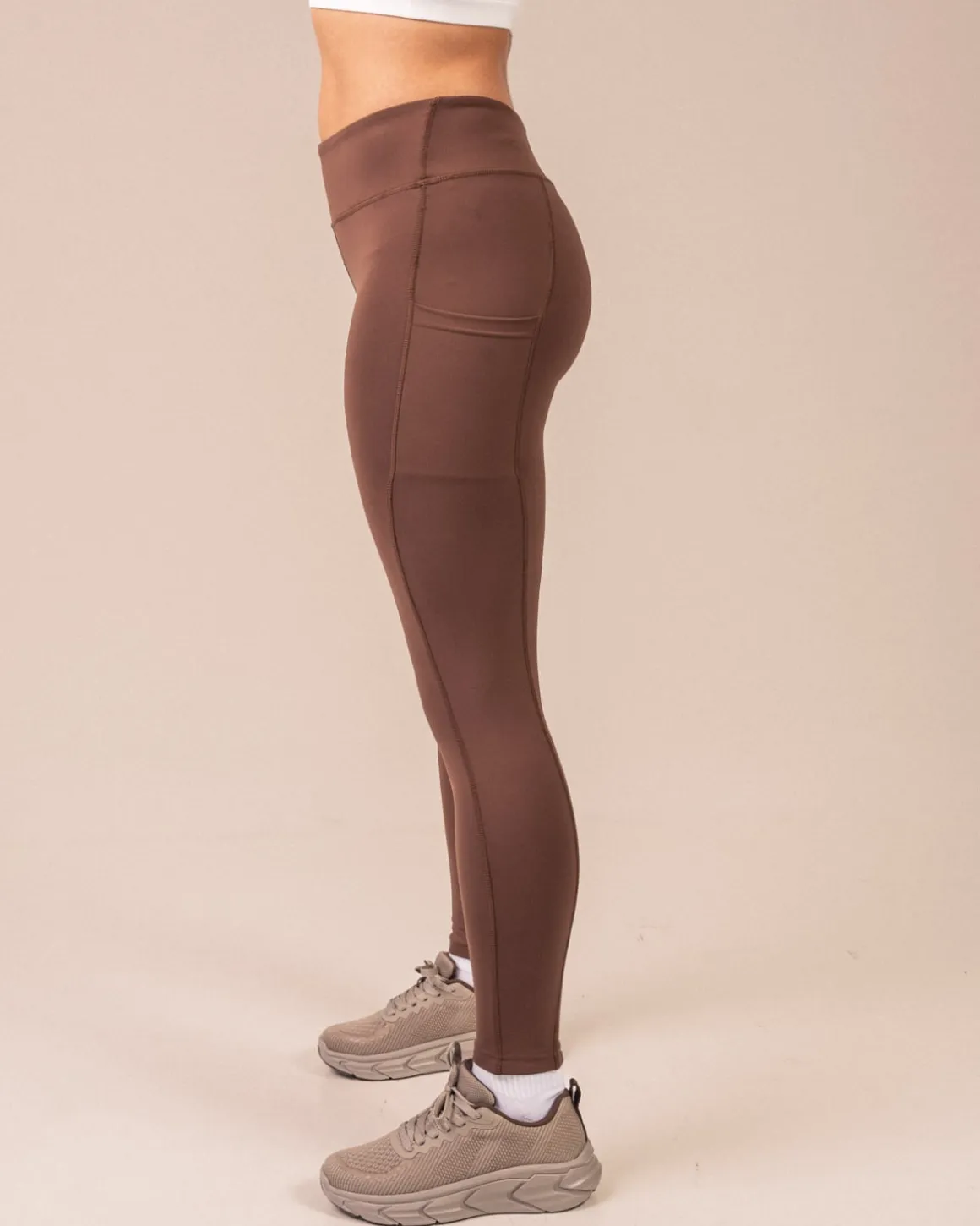Essential 1/4 Zip + Second Skin Pocket Tights Brown Pine SET