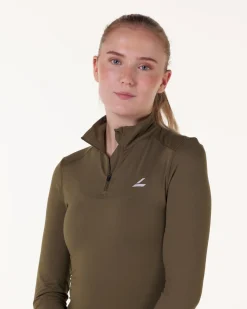 Essential 1/4 Zip Sweater Green Burnt