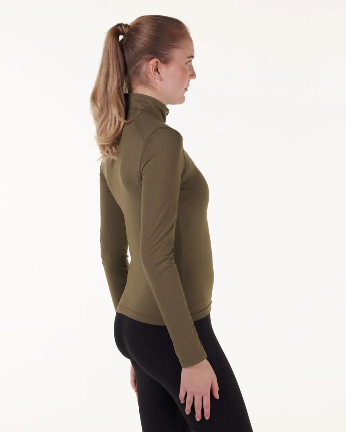 Essential 1/4 Zip Sweater Green Burnt