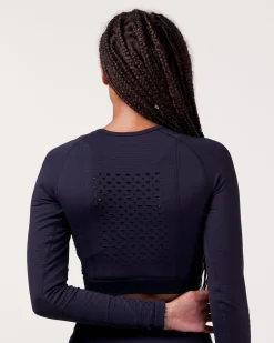 Fade Mesh Seamless Crop LS Black