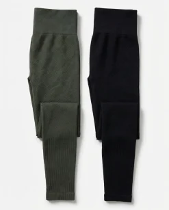 Generation Rib Tights Black+Green 2-PACK
