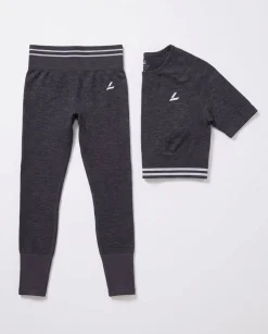 Gravity Seamless Crop Tee + Tights Grey Iron Marl